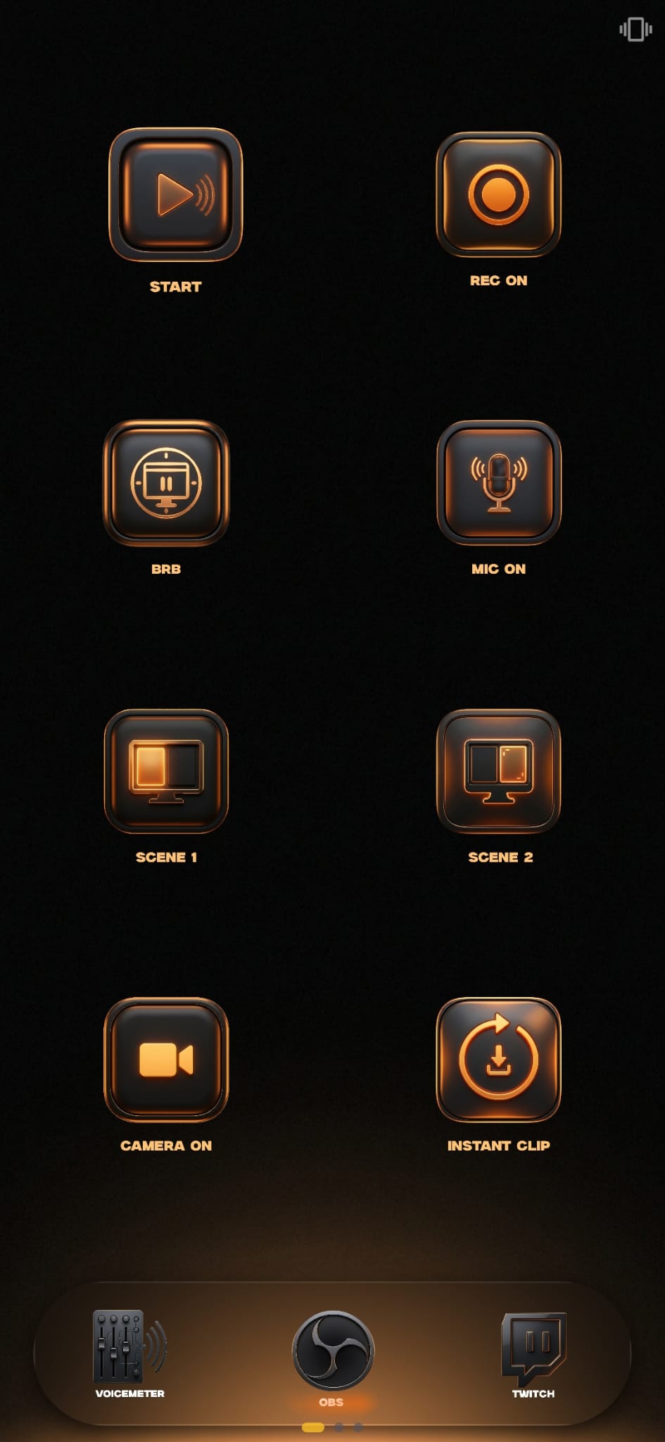 Klikor mobile app — OBS stream-control deck